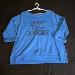 PL Movement Sweatshirt Womens XL Blue Start Your Journey 3/4 Sleeve Pullover